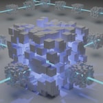 Futuristic web3 node consensus visual, no woman
